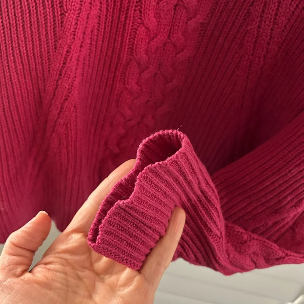 🐐NAADAM Cashmere & Wool Raspberry Cableknit Sweater - Picture 7 of 11